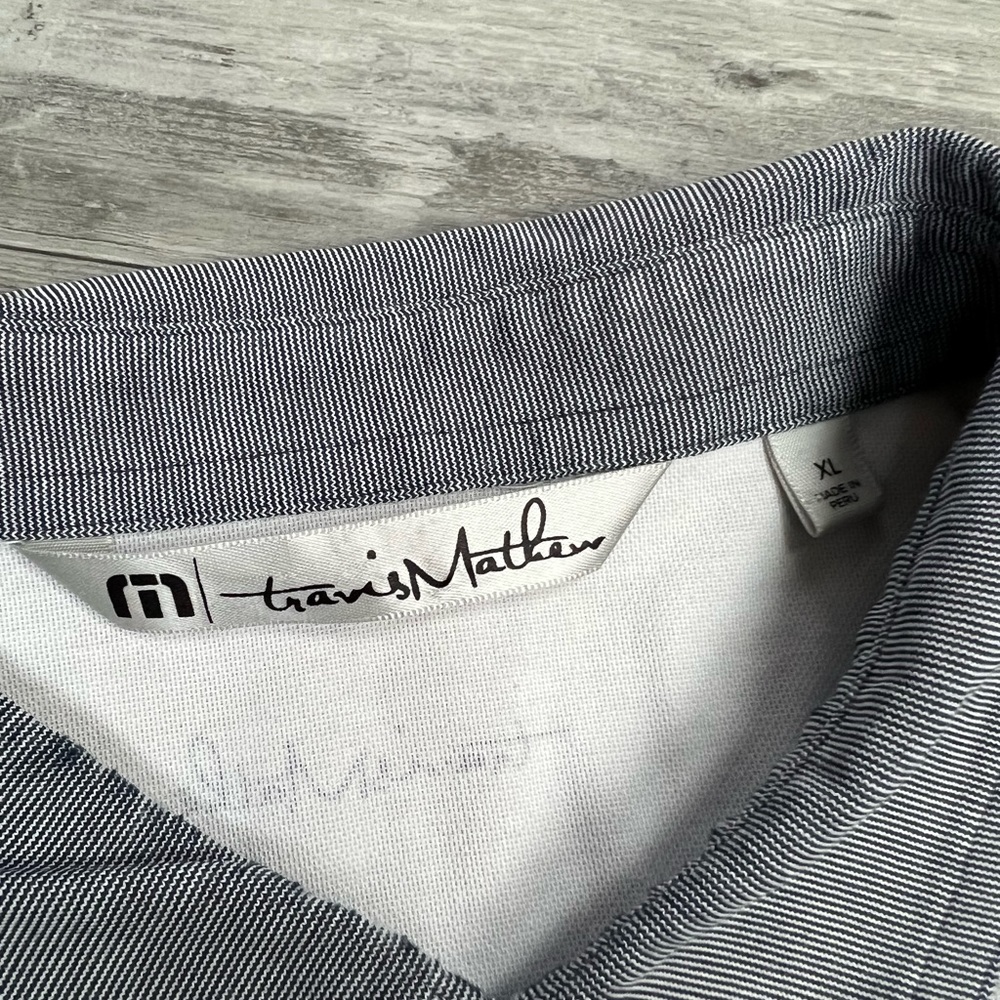 Travis Mathew White w/ Stripe Collar Golf Polo Shirt XL - Picture 5 of 7